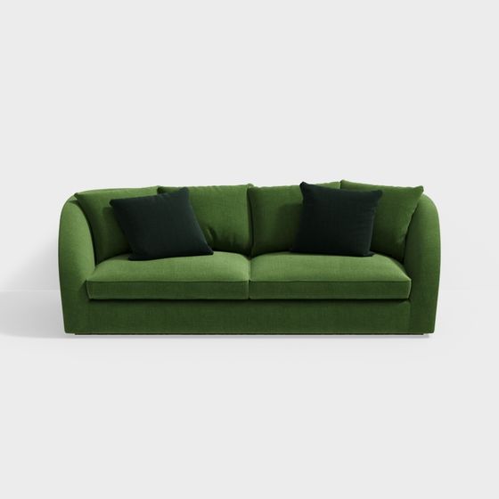 Stylish Low-Polygon Green Sofa 3D model