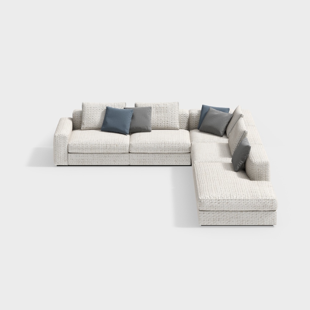 Sofá de tela de tendencia contemporánea desnudo