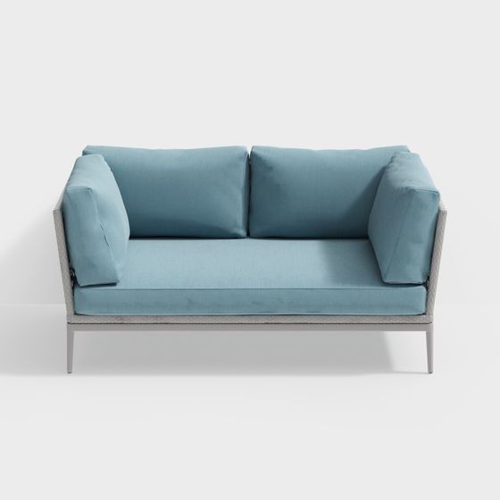 Butaca de tela azul de tendencia contemporánea