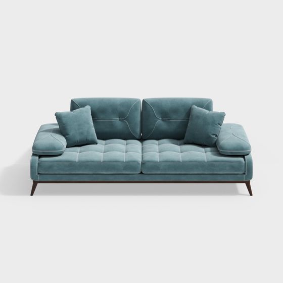 Elegant Lake Blue Sofa 3D model for Modern Interiors