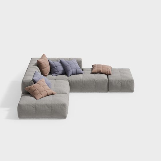 Stylish Low-Poly Sofa 3D model for Modern Interiors