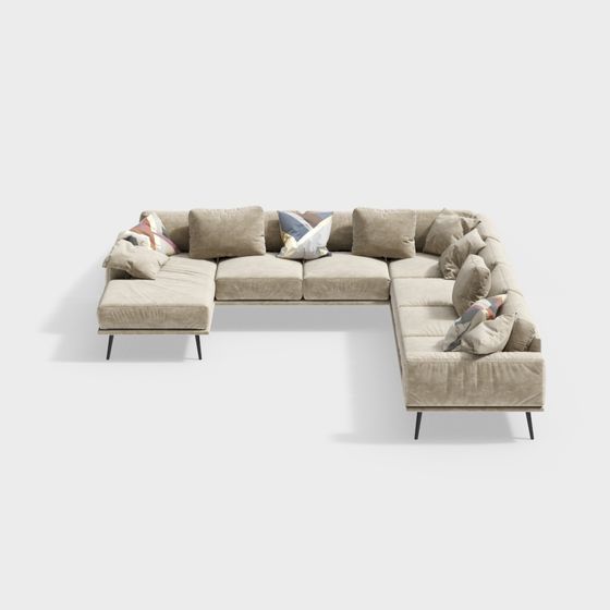 Contemporary Low-Polygon Sofa 3D model for Creative Spaces