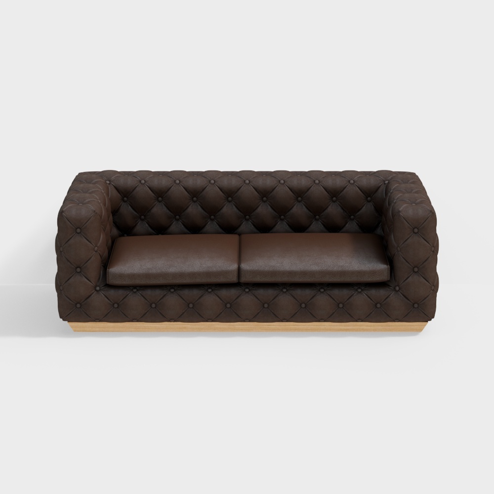 Canapé en Cuir Noir (Loveseat)