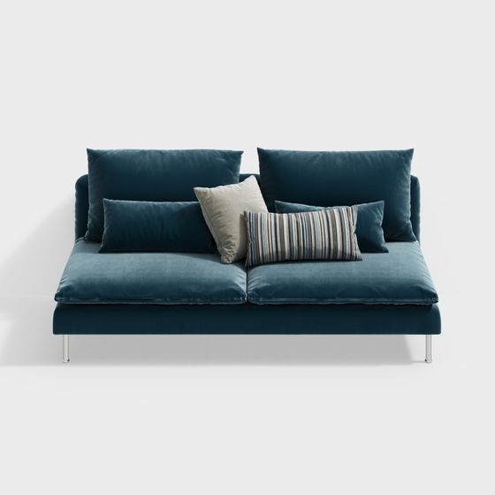 Elegant Peacock Blue 3D Sofa Model