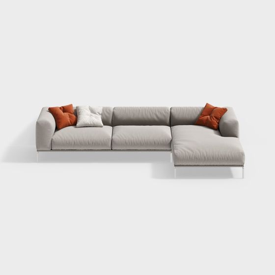 Stylish Minimalist Sofa 3D model for Modern Interiors