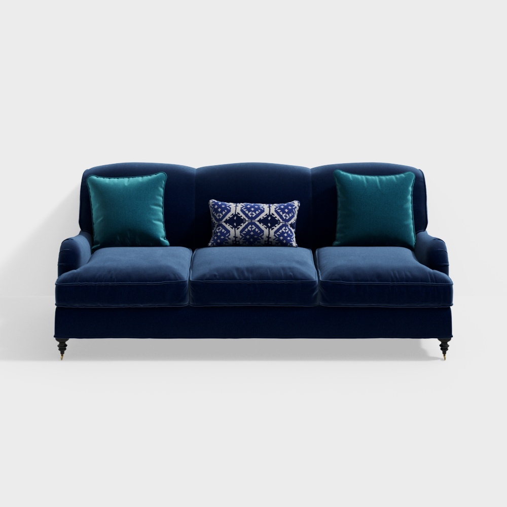 Luxurious Low-Poly Sofa 3D Model – Velvet Fabric Design