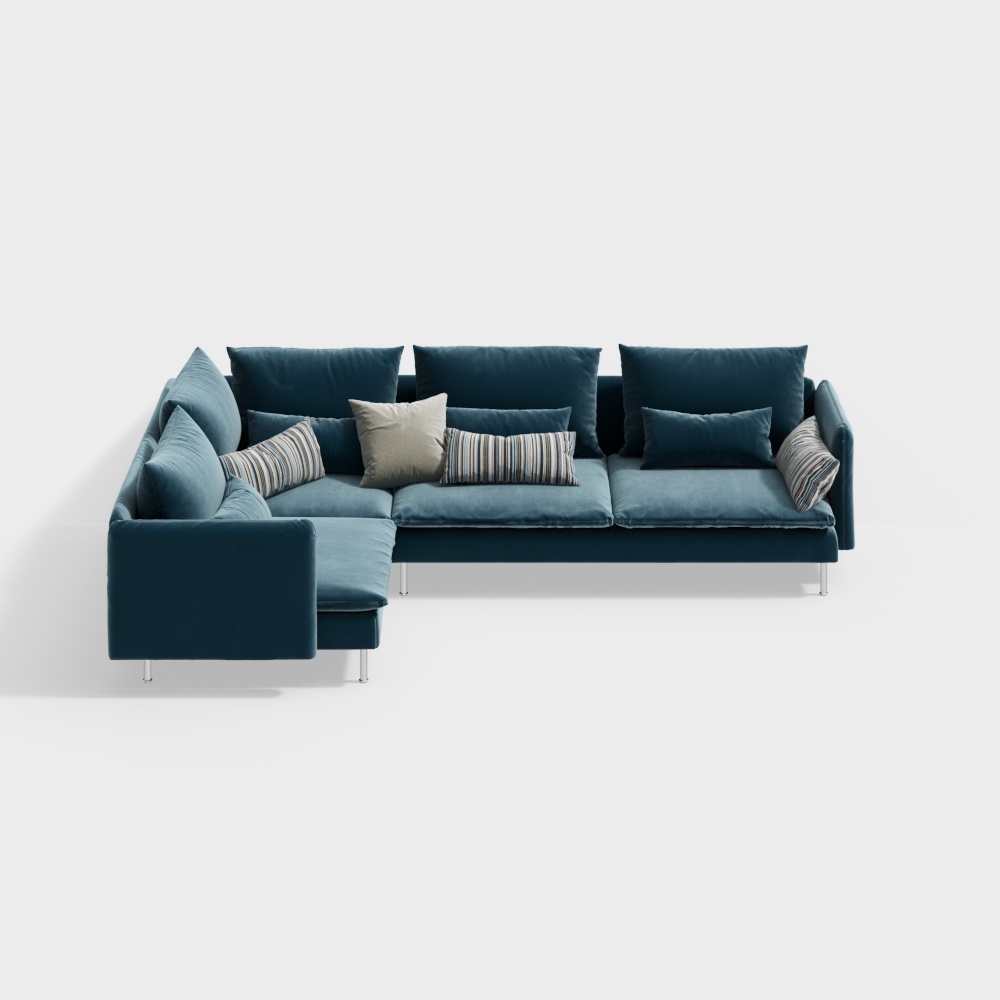 Modern Stylish Sofa 3D Model – Velvet Nordic Design