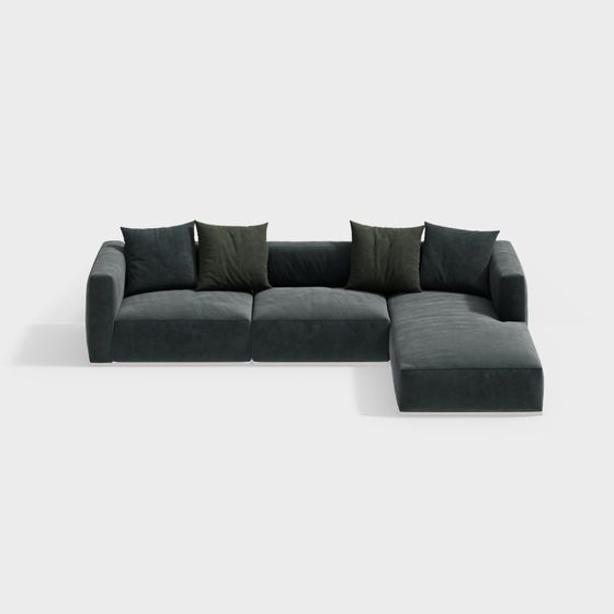 Stylish Low-Poly Sofa 3D model for Contemporary Spaces