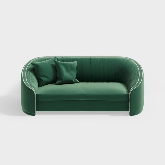 Elegant Low-Poly 3D Sofa Model in Green Velvet