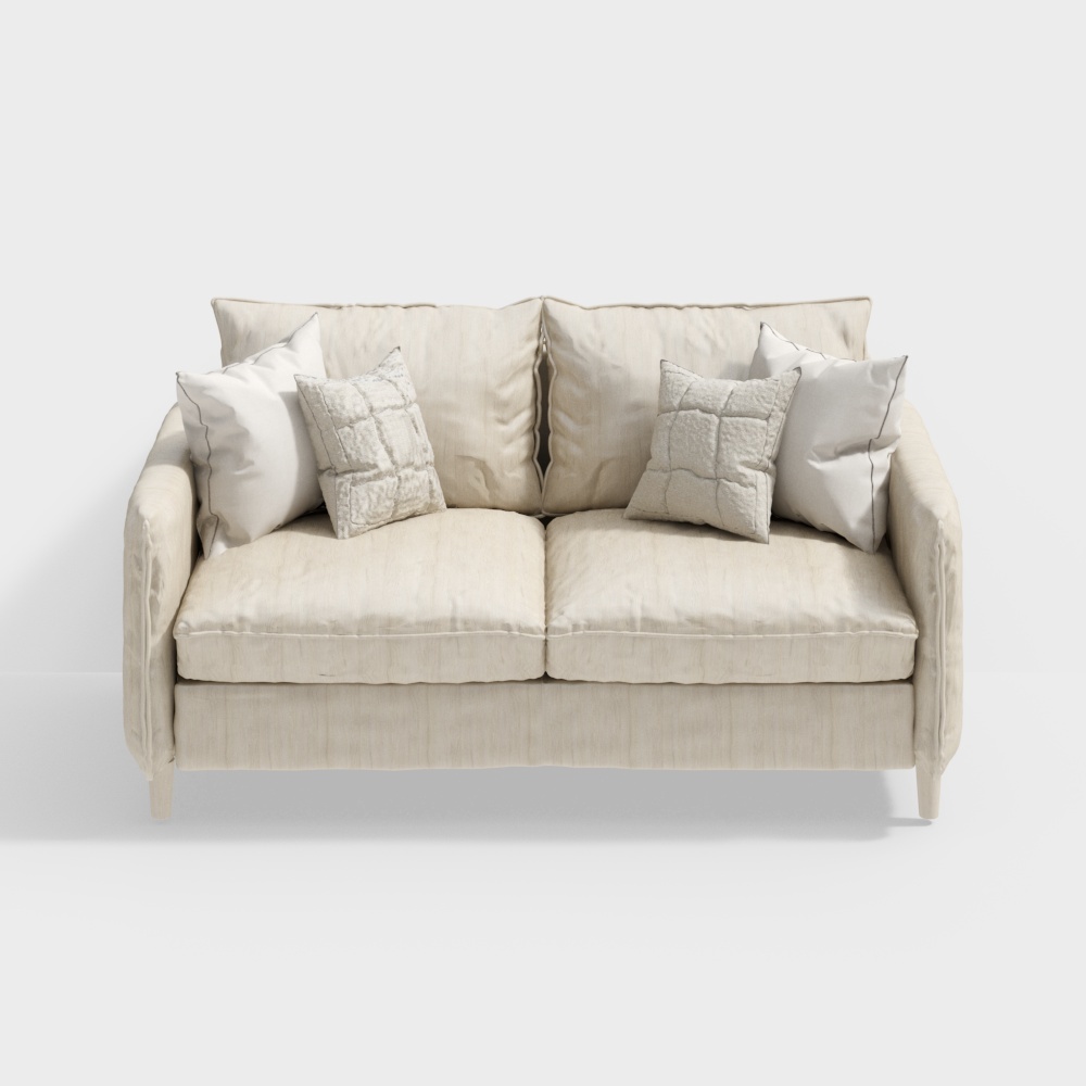 Cozy Comfort Low-Poly Sofa – Beige Fabric 3D Model