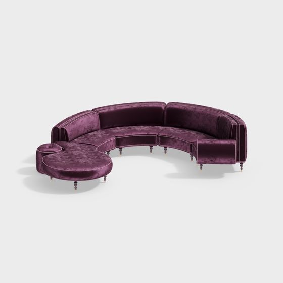 Elegant Low-Poly Velvet Sofa 3D model for Modern Spaces