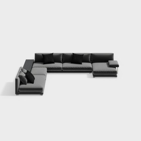 Elegant Low-Polygon Sofa 3D model for Diverse Spaces