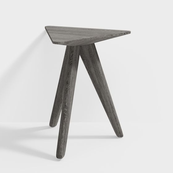 Modern Triangular Wooden Stool 3D model
