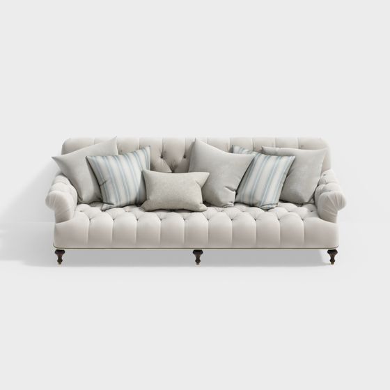 Luxury Neoclassic Ralph Sofa 3D Model in Earth Color