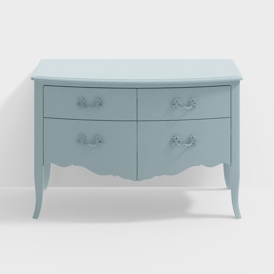 Elegant Retro Two-Drawer Cabinet 3D model