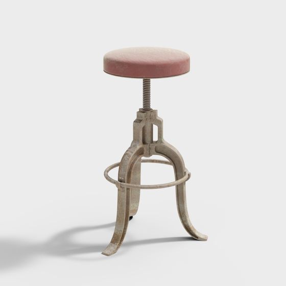 Vintage Industrial Bar Stool 3D model