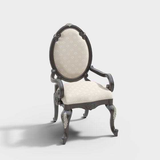 Elegant Armchair 3D Model Inspired by 18th Century Design