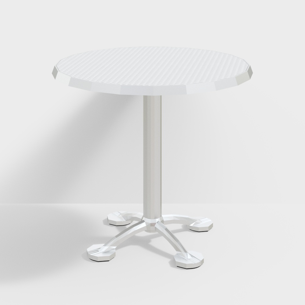 Elegant Low-Poly Round Table 3D Model – White Geometric Design