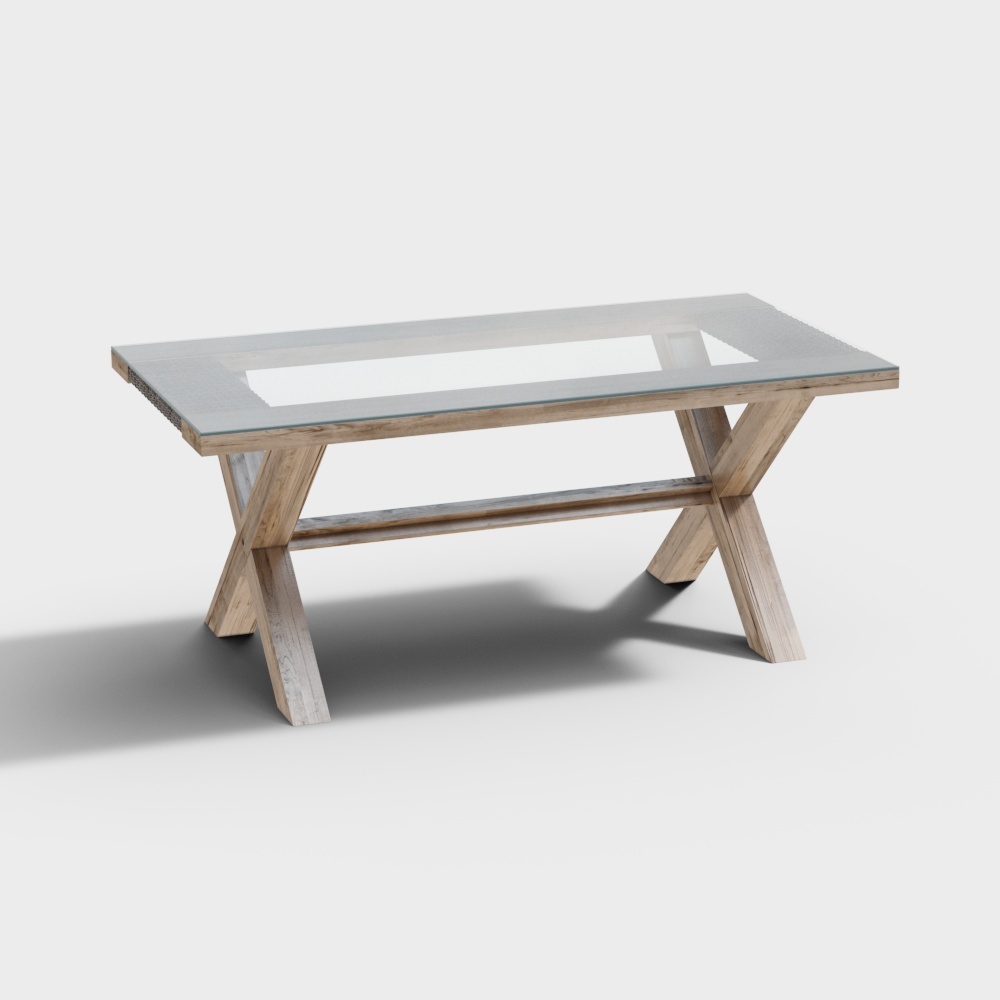 DINING TABLE WITH GLASS TOP TAHITI-2