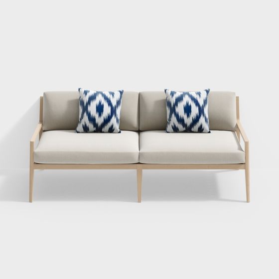 Modern Earth Color Loveseat 3D Model for Farmhouse Style