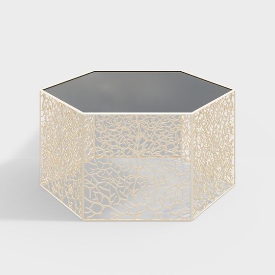 Hexagonal Metal Hollow Coffee Table 3D model
