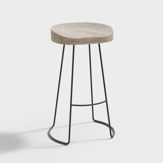 Chic Wooden Stool 3D model for Modern Spaces