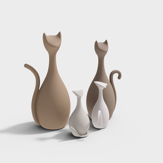 Minimalist Cat Sculpture 3D model
