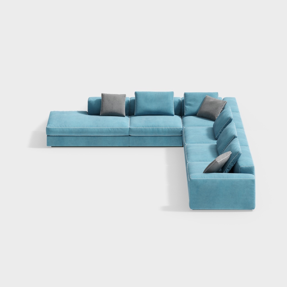 Contemporary Trend Fabric Sofa (Sofa) Blue