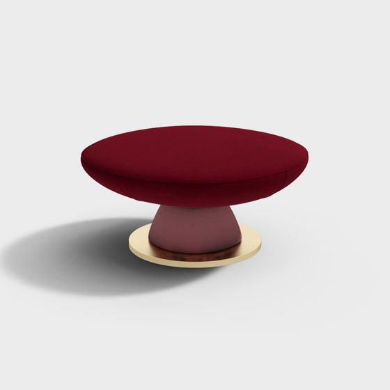 Elegant Round Ottoman 3D model for Modern Interiors