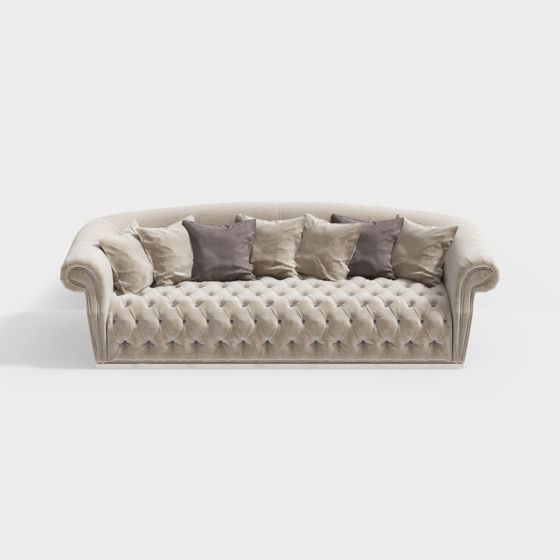 Elegant Chesterfield Sofa 3D model