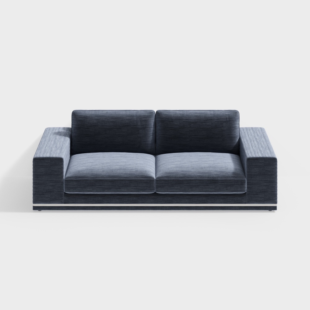 Loveseat in tessuto blu di tendenza contemporanea