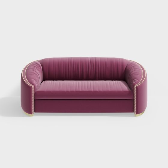 Luxurious Low-Poly Sofa 3D Model in Deep Purple