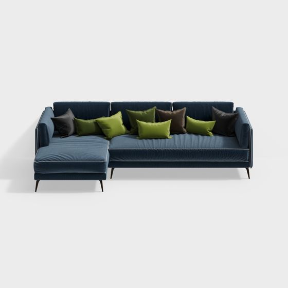 Elegant Low-Poly 3D Sofa Model for Modern Interiors