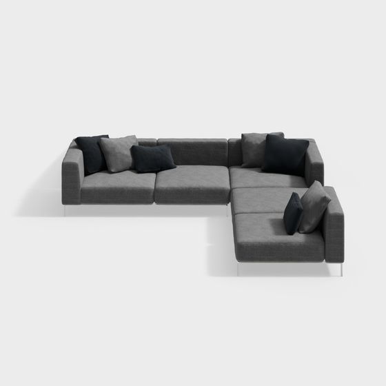 Urban Comfort Low-Poly Sofa 3D model for Modern Spaces