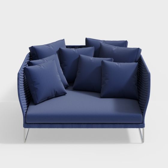 Elegant Navy Blue 3D Sofa Model