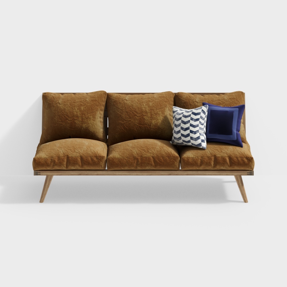 Stylish Low-Poly Sofa 3D Model – Modern Leather Design
