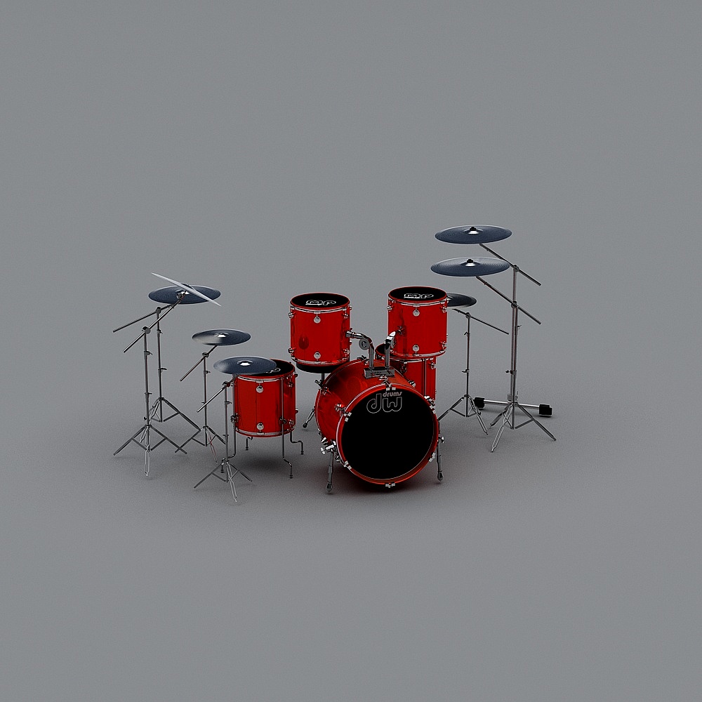 Vibrant Low-Poly Drum Set 3D model
