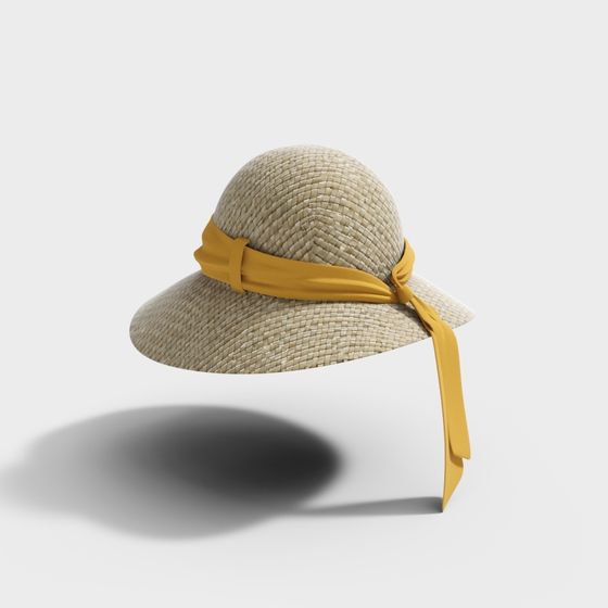 Stylish Summer Straw Hat 3D model