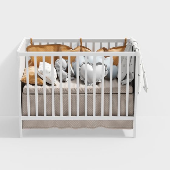 Charming Low-Poly Baby Crib 3D model