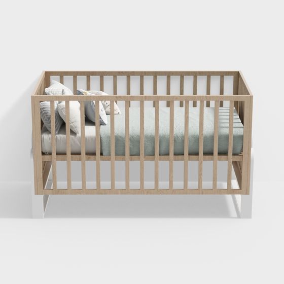 Elegant Low-Poly Baby Crib 3D model for Modern Interiors