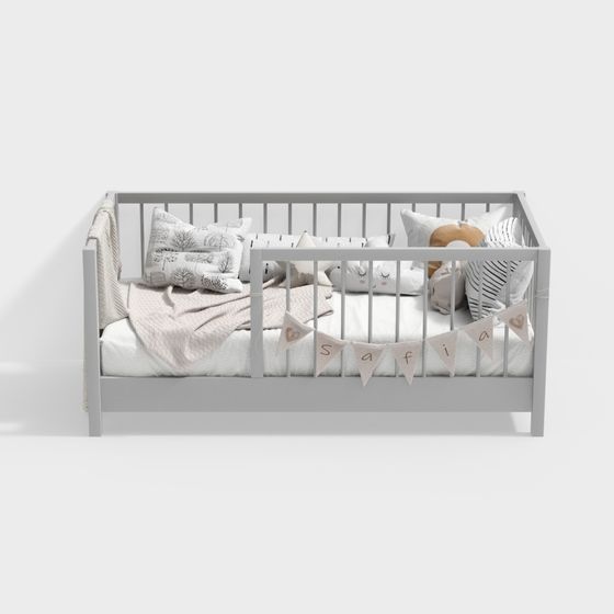 Low-Poly Baby Crib 3D Model Design