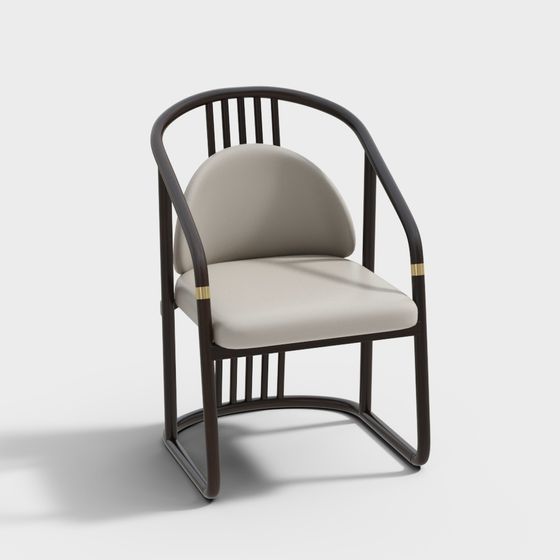 Beige Tea Chair 3D Model - SY-507 Design with Arms
