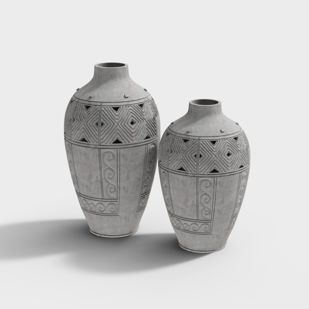 Low-Poly Geometric Ceramic Pot 3D Model