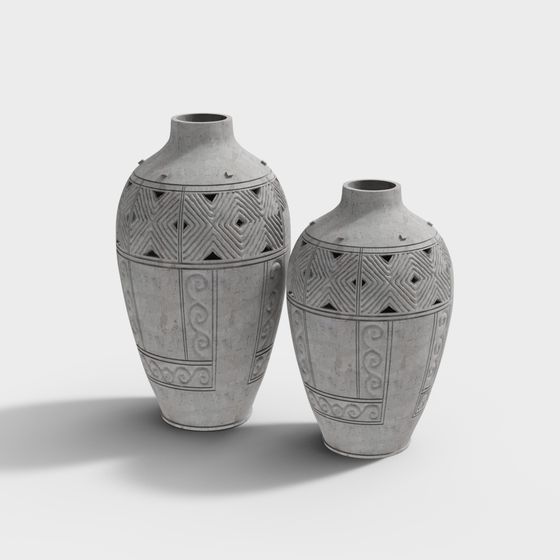 Low-Poly Geometric Ceramic Pot 3D model