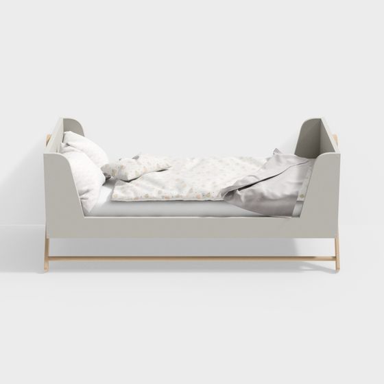 Cozy Modern Open Cot 3D Model for Infants