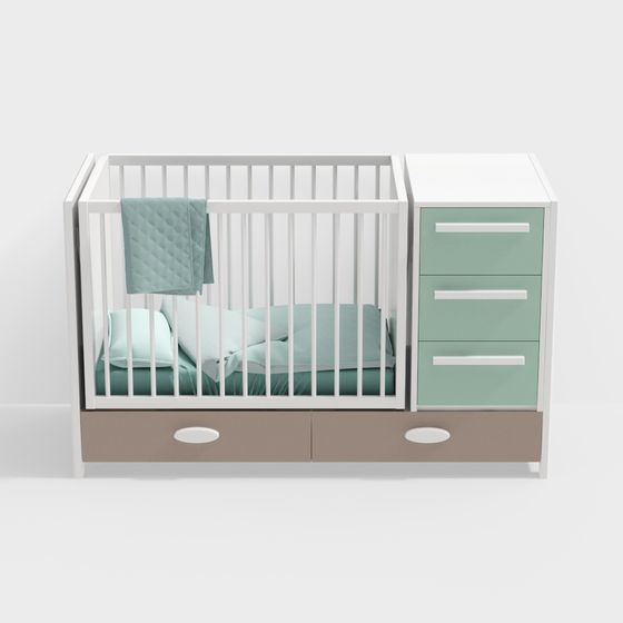 Modern Minimalist Baby Crib 3D Model Design
