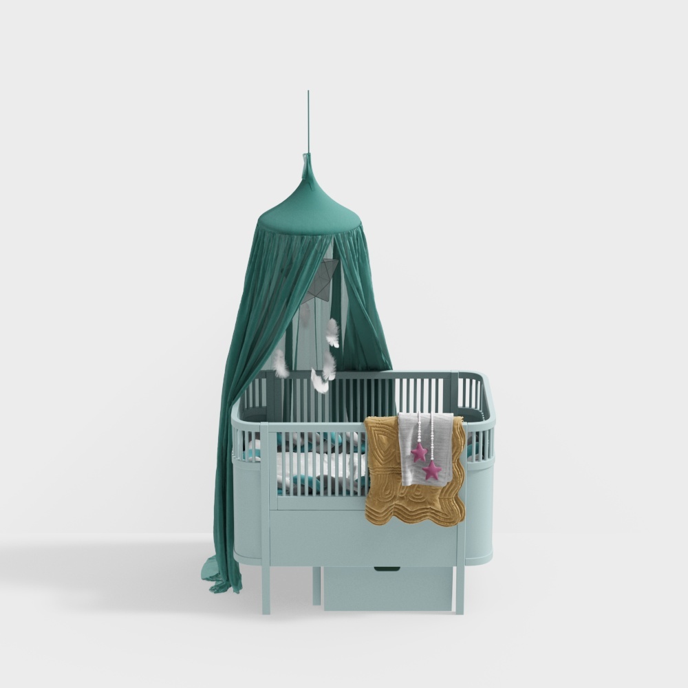 Modern green curtain crib