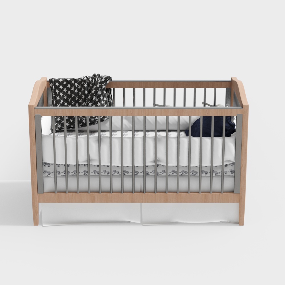 Nordic white wood crib
