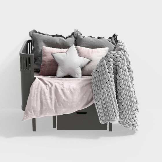 Modern Solid Colour Crib 3D Model for Nurseries