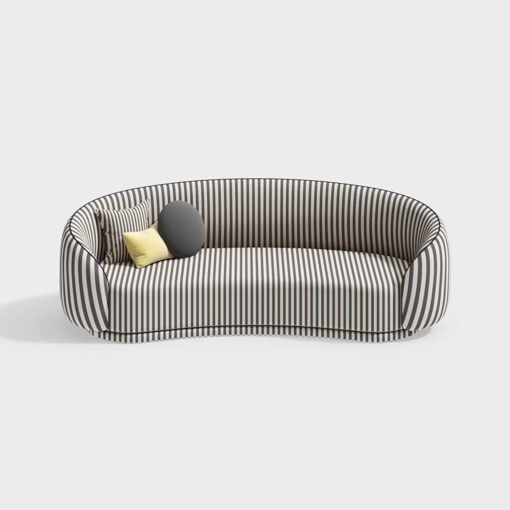 Modern striped curved sofa